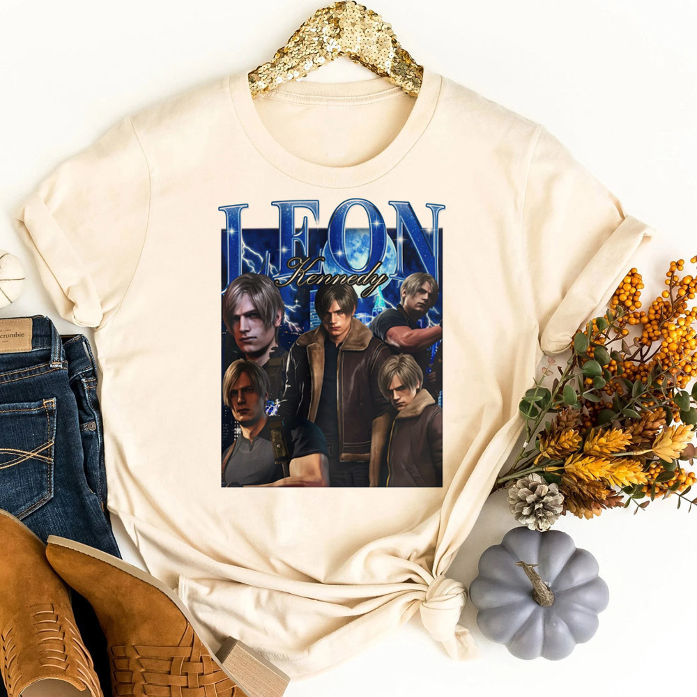 Women Fashion 80S - Camiseta feminina Leon Kennedy, moda coreana