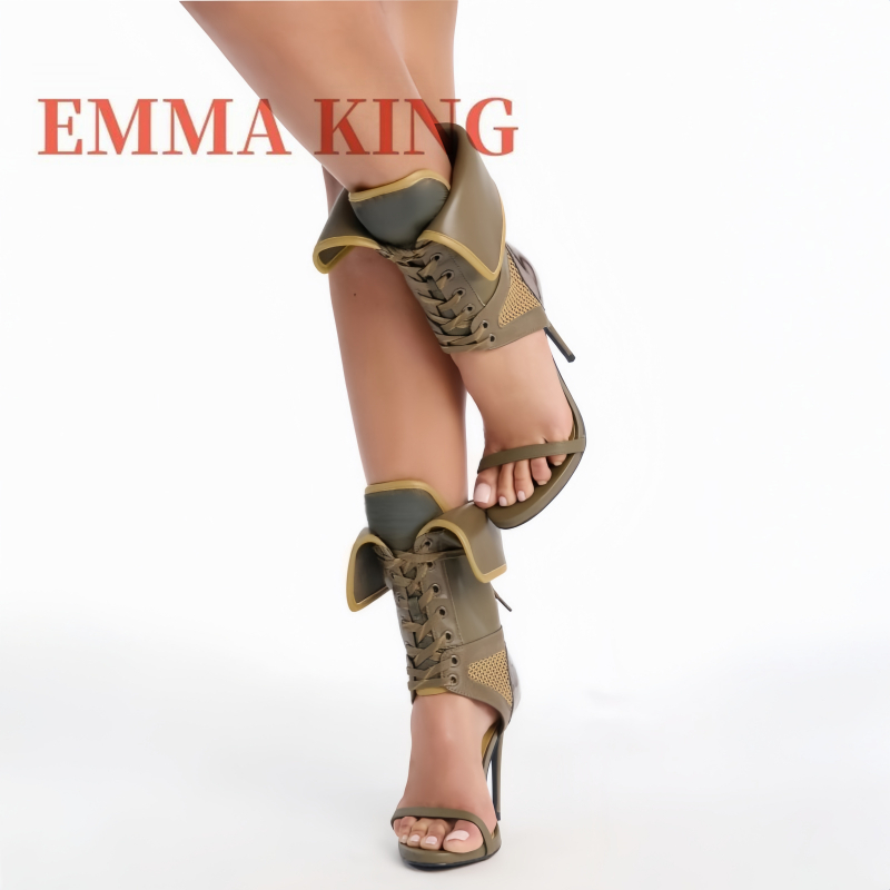 Women'S Fashion Boots - Sandálias Verdes de Salto Alto com