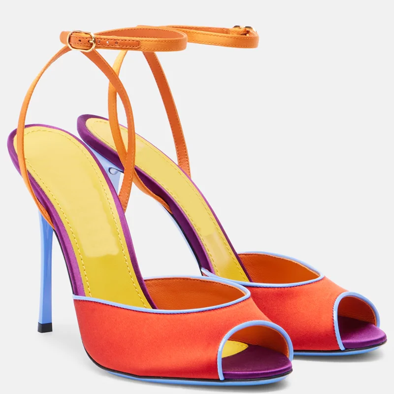 Women Fashion Nova - Sandálias de Cetim em Cores Mistas