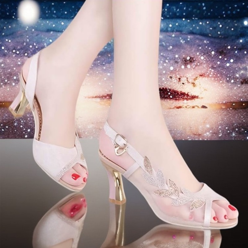 Women Fashion Korean - Sandálias Femininas Casuais de Salto Alto