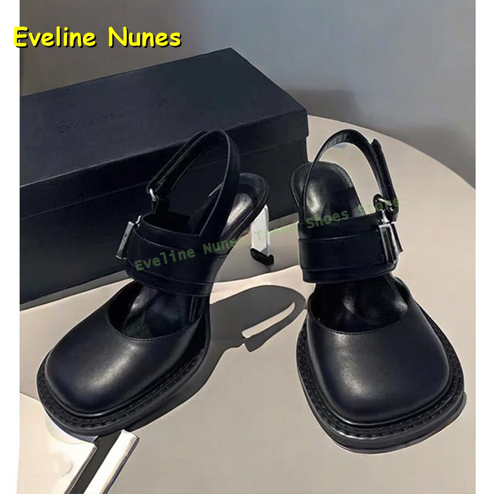 Women'S Fashion Boots - Sandálias Femininas Pretas de Salto Grosso
