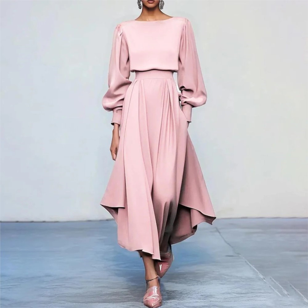 Women Fashion Pose - Elegante feminino outono manga comprida vestido