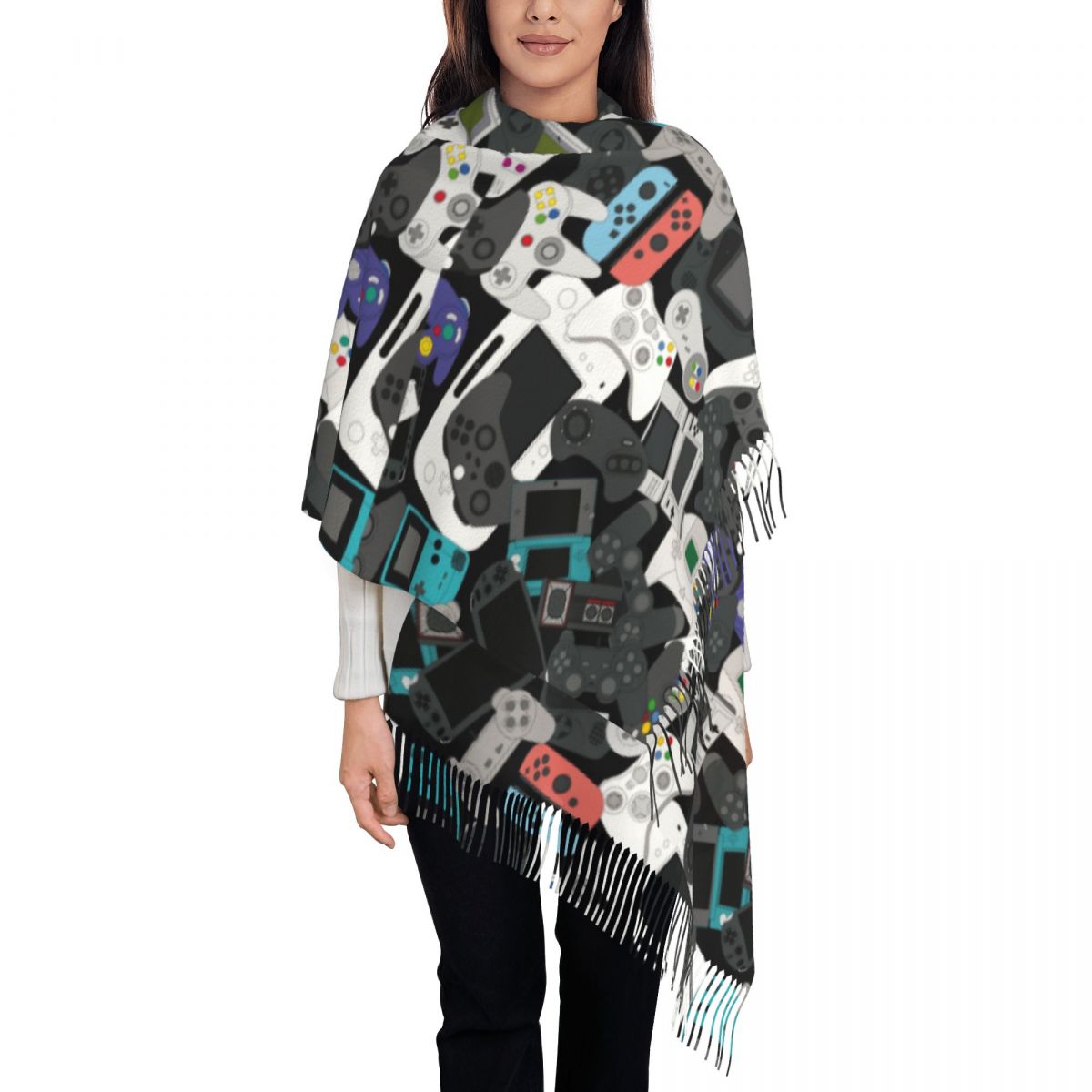 Women Fashion Video - Gamer controlador borla cachecol feminino macio