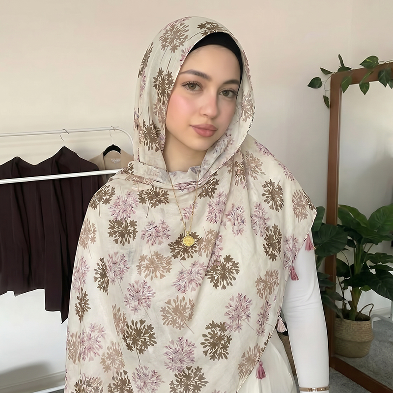 Women Fashion Wear - Hijab Muçulmano Elegante com Patchwork Geométrico