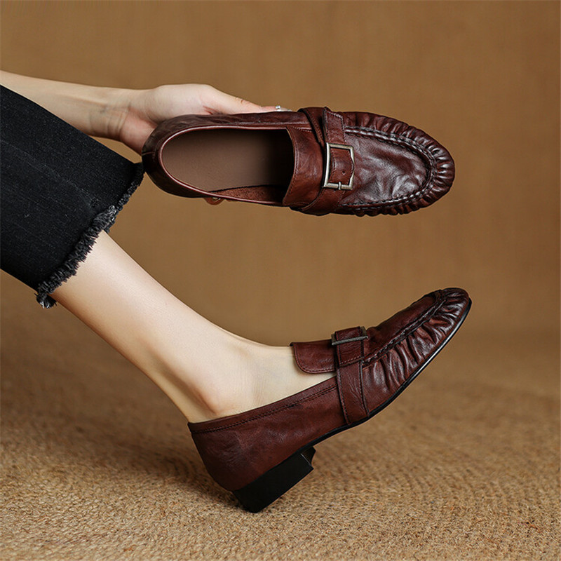 Women Fashion Nova - Mocassins de couro genuíno para mulheres,