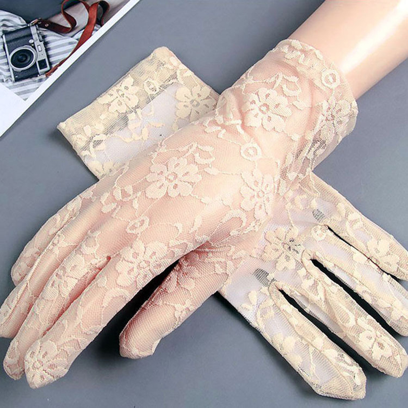 Women Fashion Gloves - Luvas femininas verão curto renda respirável
