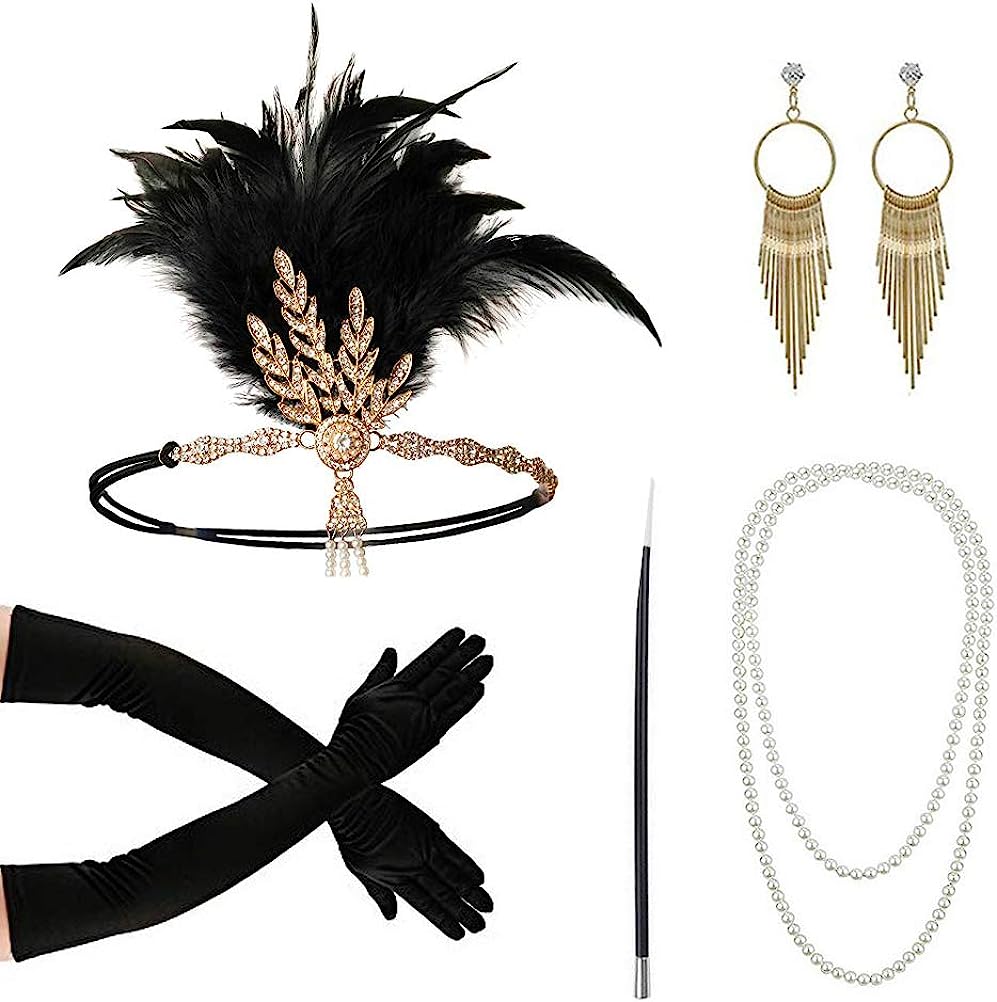Women Fashion Gloves - PESENAR 1920s Moda Flapper Tiara Porta-cigarro