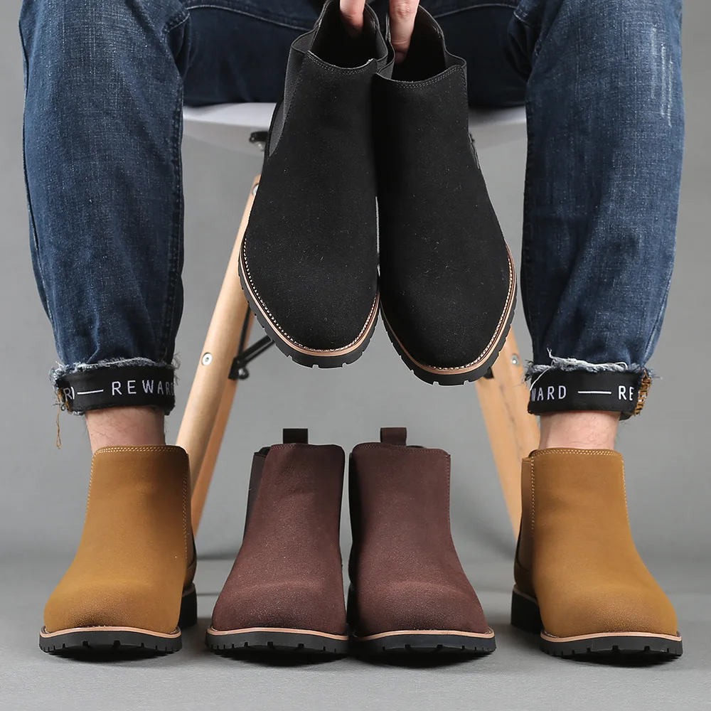 Women'S Fashion Business Casual - Botas de tornozelo masculinas estilo britânico