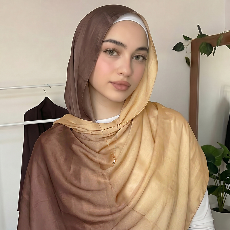 Women Fashion Wear - Lenço Hijab Muçulmano Ombre da Moda,