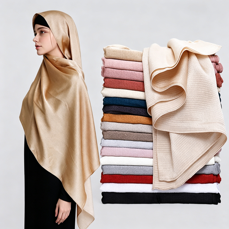 Women Fashion Wear - Hijab Muçulmano de Cetim Brilhante para