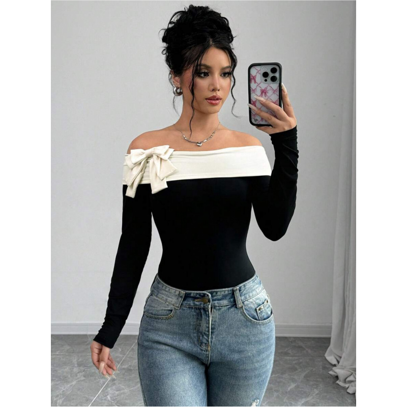 Women Fashion Wear - Body com Decote Ombro a Ombro
