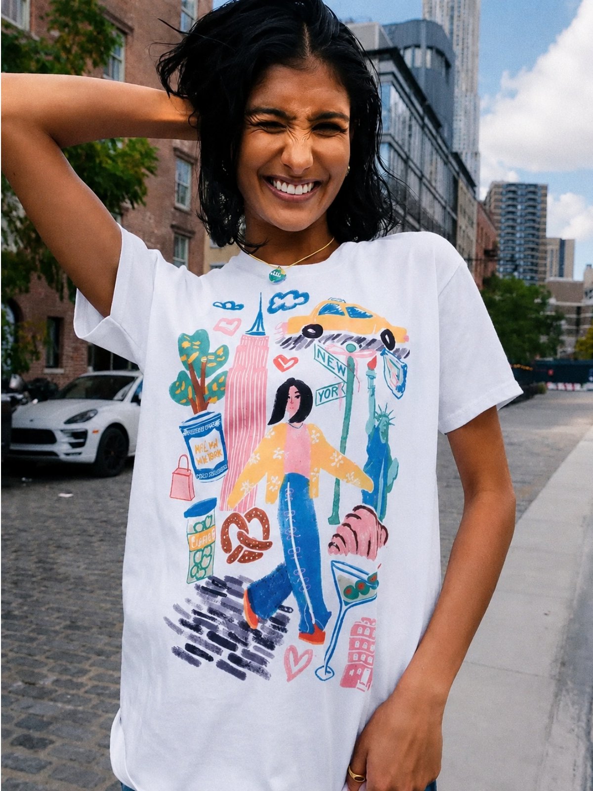 Women'S Fashion York - Camiseta Feminina de Algodão com Estampa
