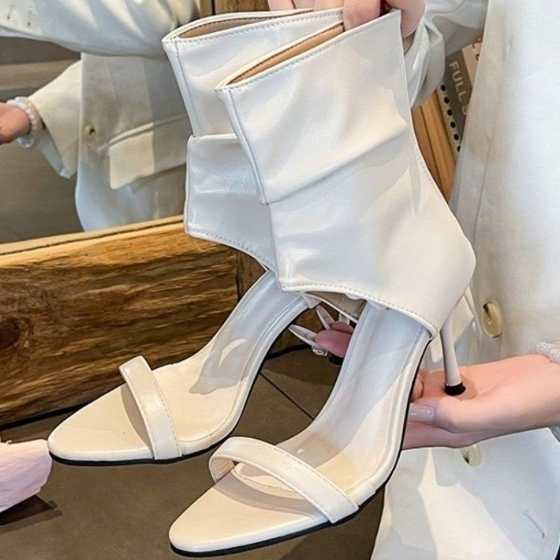 Sandálias de Salto Fino Vazada - Women'S Fashion Boots avaliação e preço