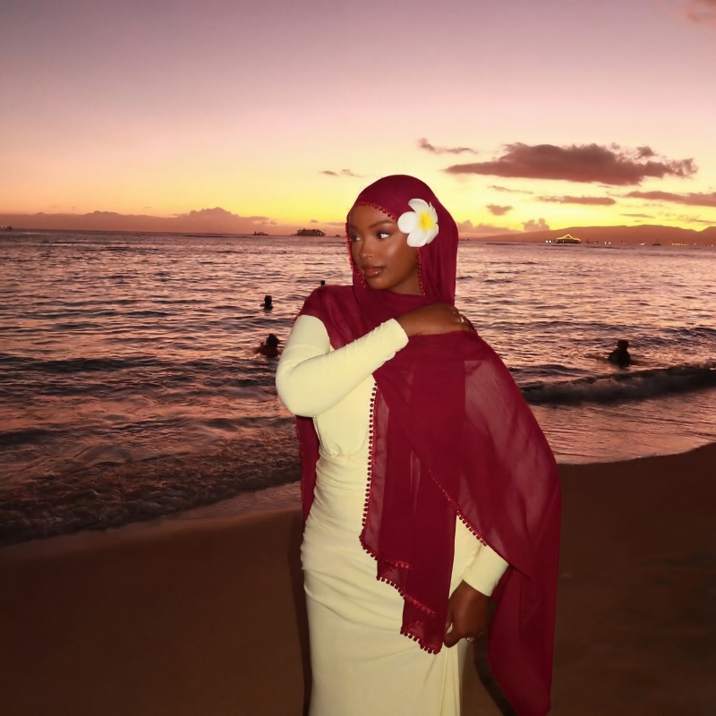 Hijab Muçulmano de Chiffon com - Women Fashion Wear avaliação e preço