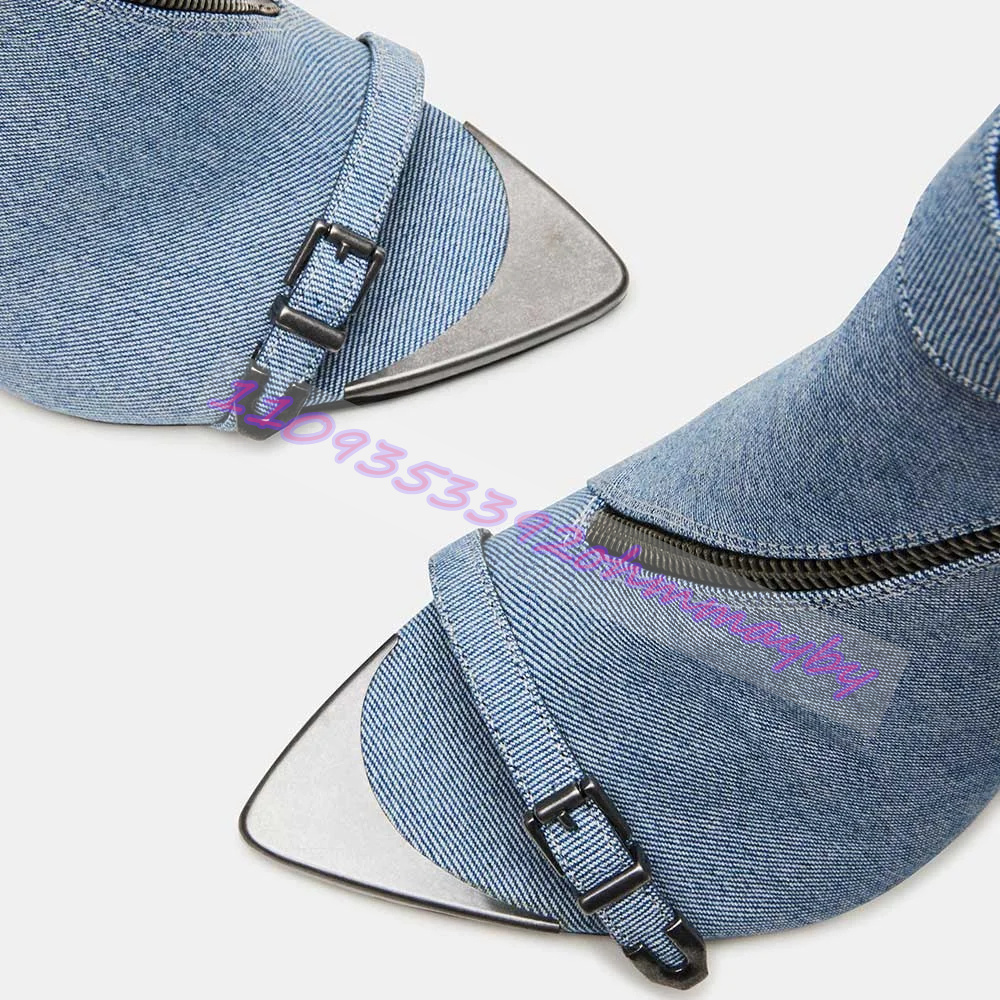 Botas de Verão em Jeans Azul c - Women'S Fashion Boots avaliação e preço