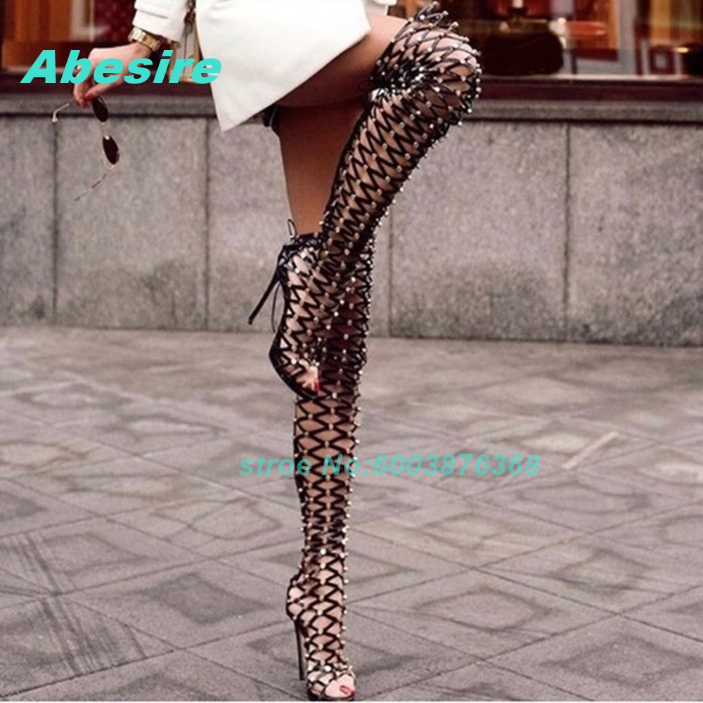 Botas Sandália com Rebites e P - Women'S Fashion Boots avaliação e preço