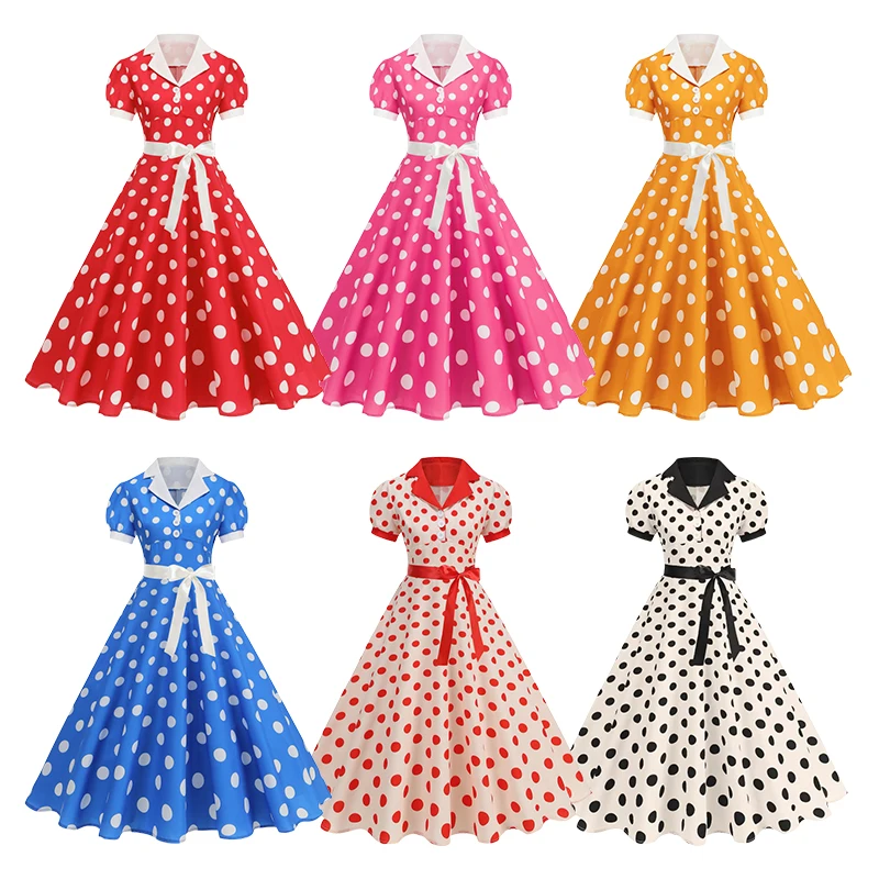 Vintage polka dot vestido de v - Women'S Fashion Of The 60S avaliação e preço