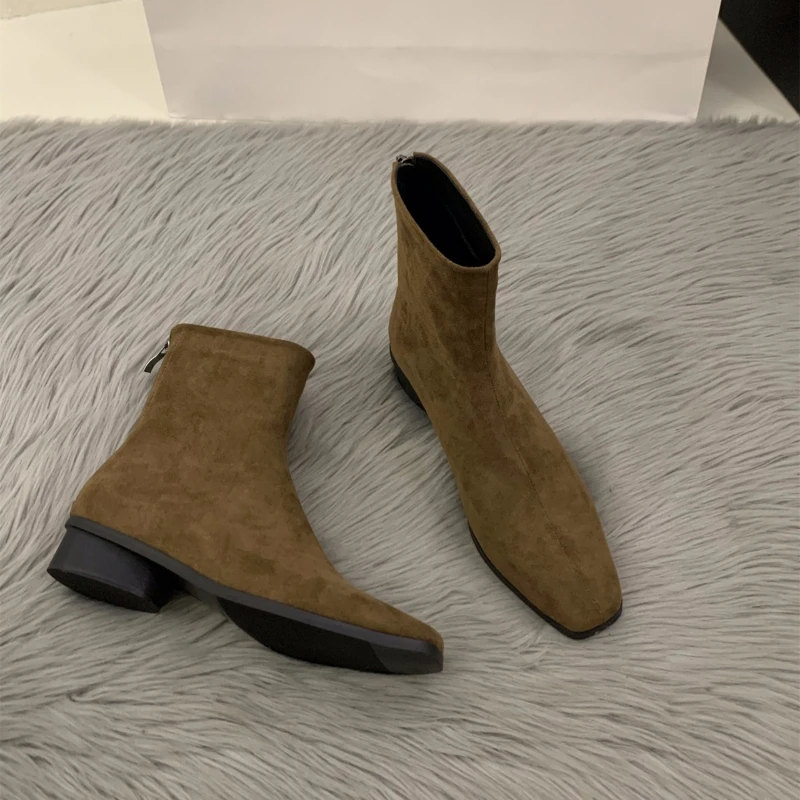 Bota nude com zíper traseiro c - Women Fashion Korean avaliação e preço