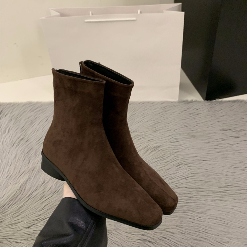 Bota nude com zíper traseiro c - Women Fashion Korean avaliação e preço