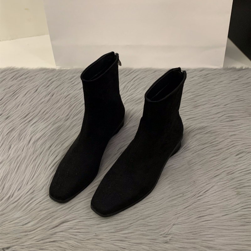 Bota nude com zíper traseiro c - Women Fashion Korean avaliação e preço