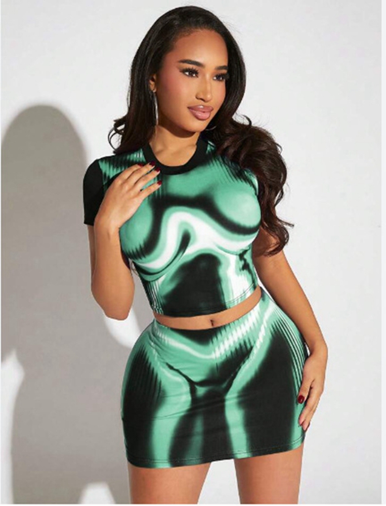 Elegante senhora tie dye impre - Tie Dye Two Piece avaliação e preço